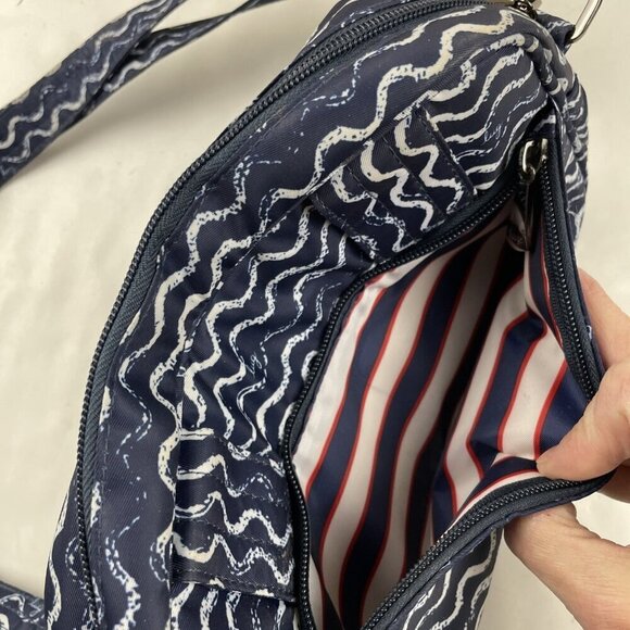 Lug Carousel Waves Navy Crossbody Belt Bag Nautical Quilted Travel RFID - Picture 7 of 15